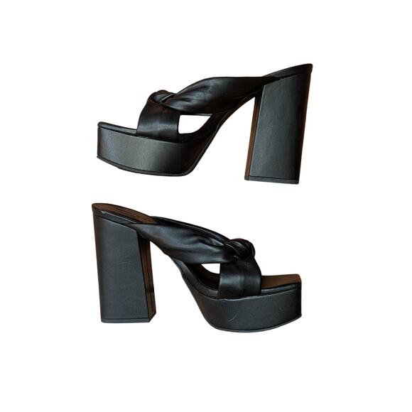 Open Edit Kaia Knot Platform Sandal in black Size 9 - Picture 1 of 7